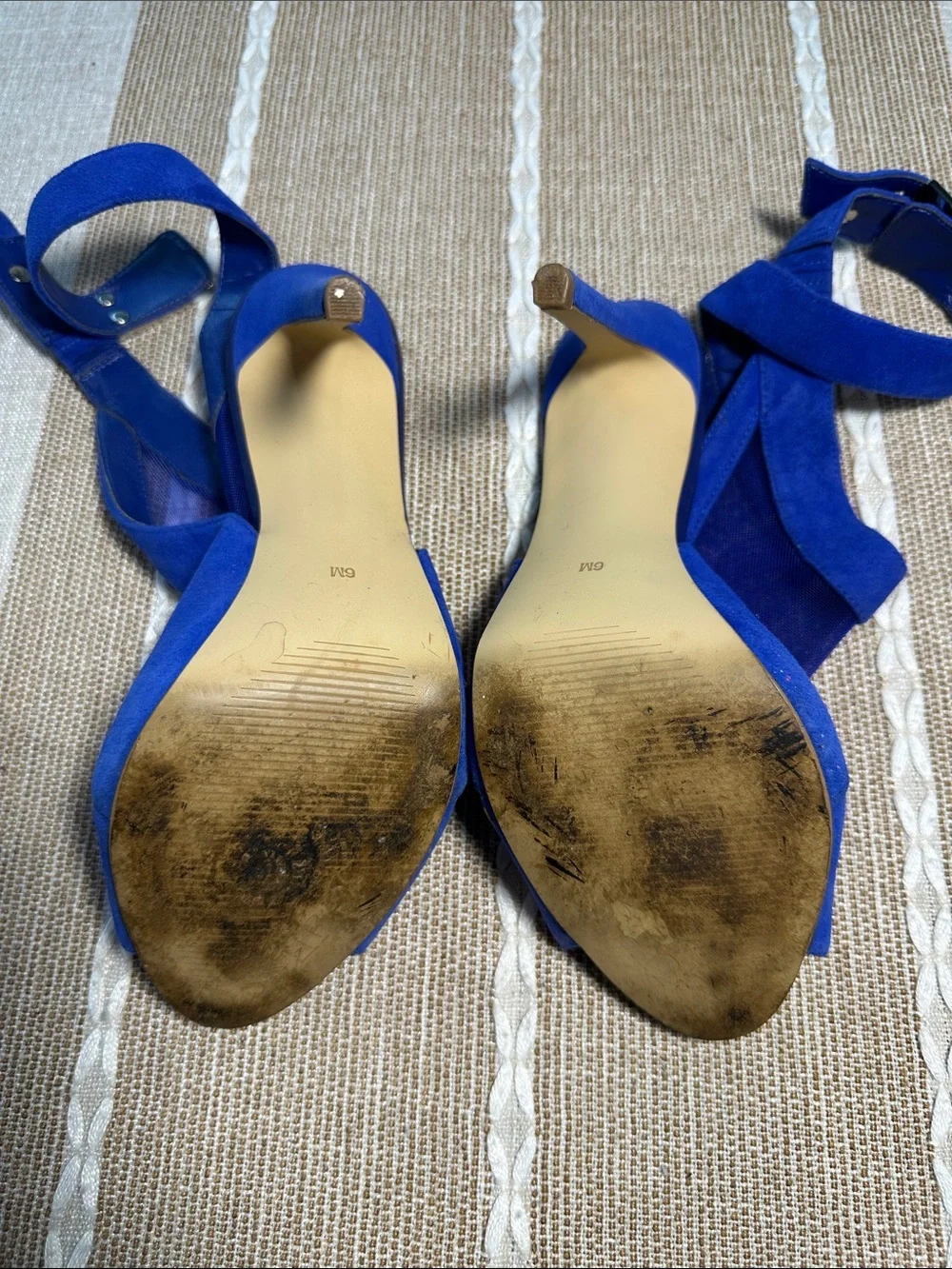 Guess Royal Blue Suede & Mesh Heeled Sandals
